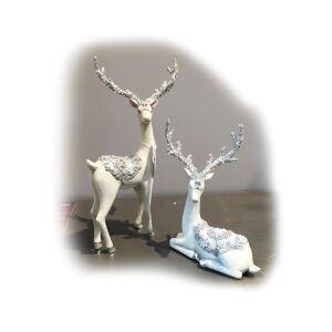 Figur Hjort Hvit/Glitter S/2 20Cm