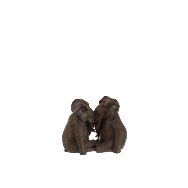 COUPLE ELEPHANT POLY DARK BROWN SMALL