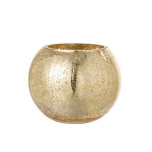HURRICANE LIGHT BALL CRAQUELURE GLASS PEARL EFFECT GOLD LARGE