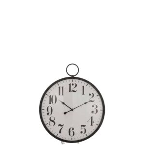 CLOCK ROUND BALL GLASS METAL BLACK