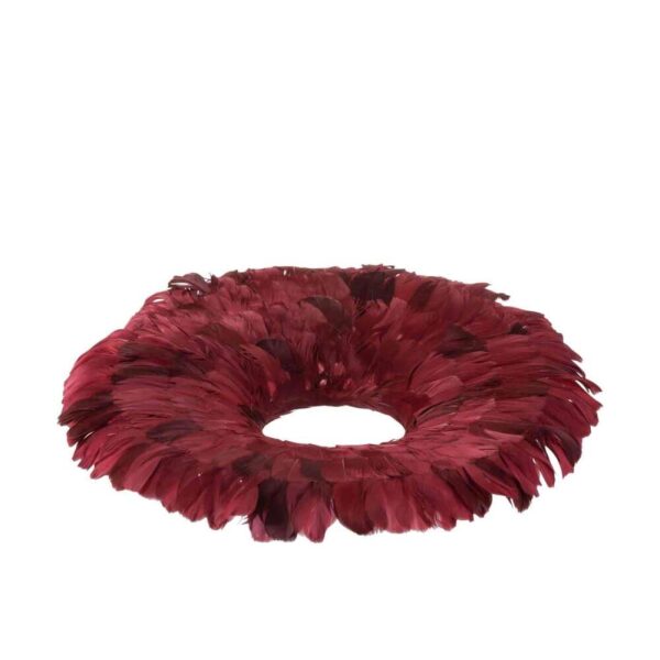 WREATH DECO FEATHERS BORDEAUX
