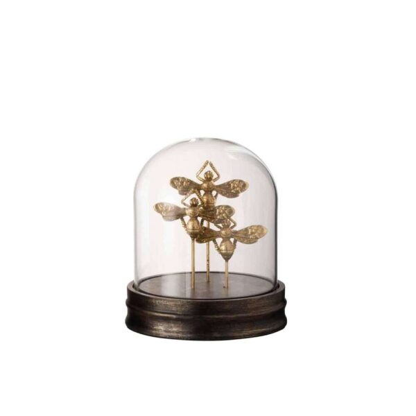 BELL JAR BUTTERFLY POLY/GLASS GOLD