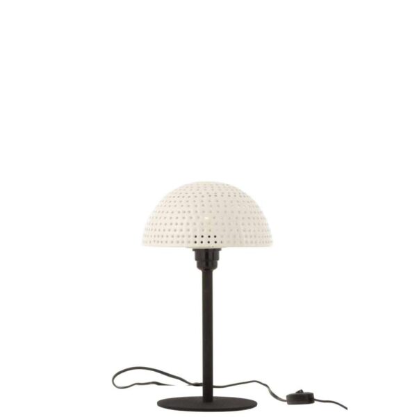 TABLE LAMP MUSHROOM DOTS METAL SHINING WHITE/BLACK SMALL