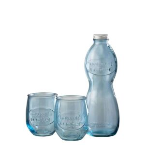 BOX BOTTLE + 2 GLASSES NATURAL WATER GLASS LIGHT BLUE