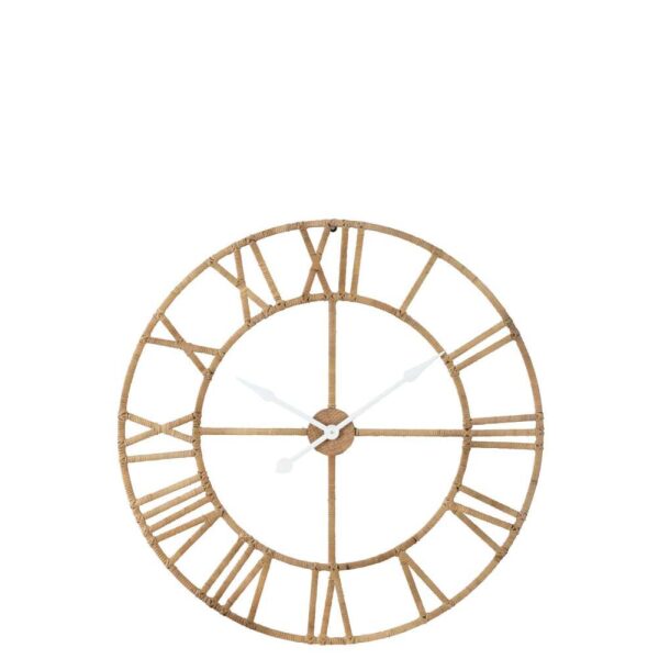 WALL CLOCK ROMAN RATTAN/METAL NATURAL LARGE