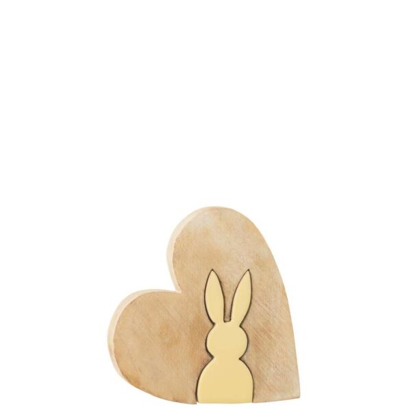 HEART WITH BUNNY WOOD YELLOW