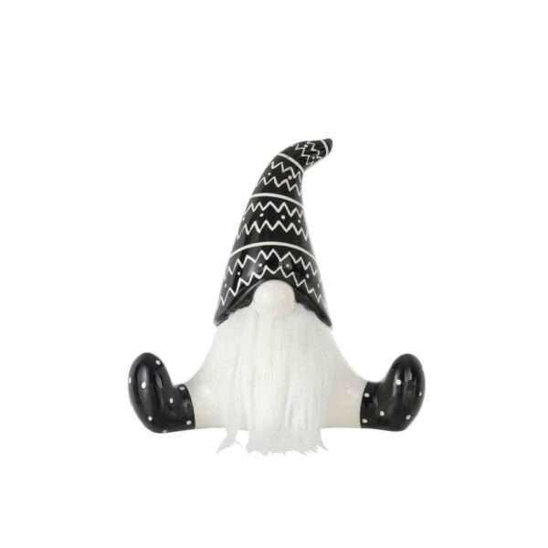 SANTA SITTING CERAMIC BLACK/WHITE LARGE