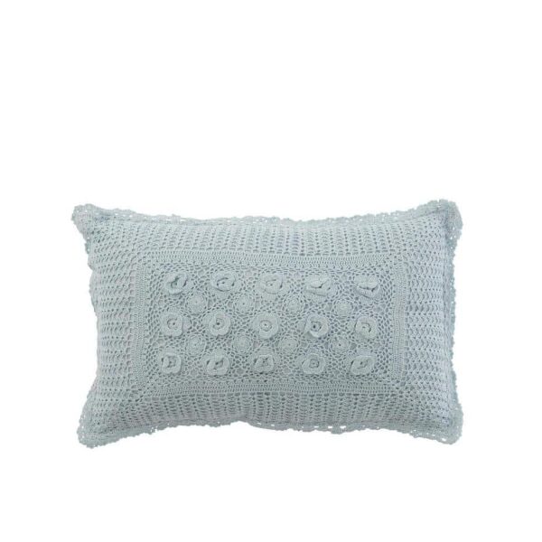 CUSHION RECTANGLE LACE COTTON BLUE