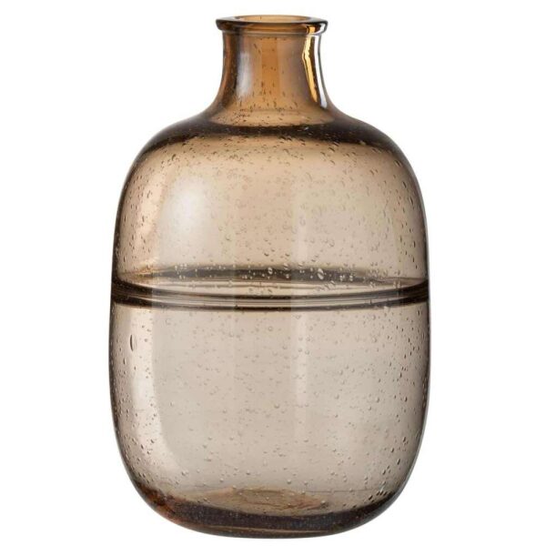 VASE ROUND RIDGE GLASS AMBER LARGE