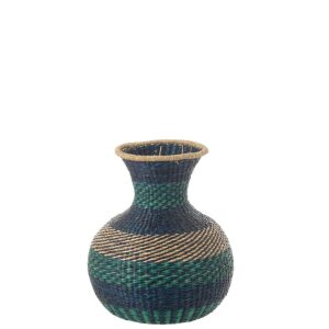 VASE LOUISA STRIPES SEAGRASS DARK BLUE/AZURE