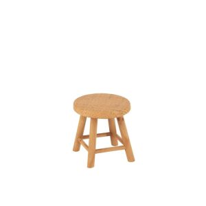 STOOL ROUND CANE/FIR WOOD NATURAL