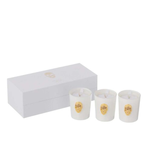 BOX OF 3 SCENTED CANDLE SKULL NUIT BLANCHE-16HOURS