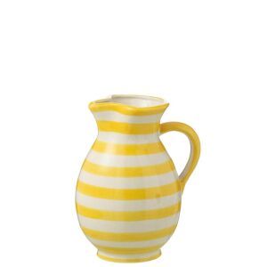 PITCHER GRANADA STRIPES CERAMIC WHITE/YELLOW MEDIUM