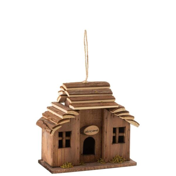 BIRD HOUSE WELCOME PINE WOOD BROWN