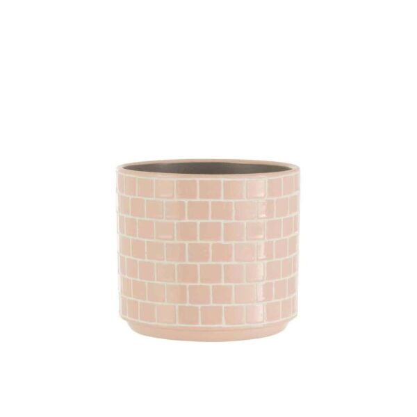 FLOWERPOT SHINY SQUARE CERAMIC PINK LARGE