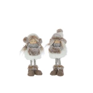 GIRLS STANDING HAT FUR POLYESTER WHITE/BROWN SMALL ASSORTMENT OF 2