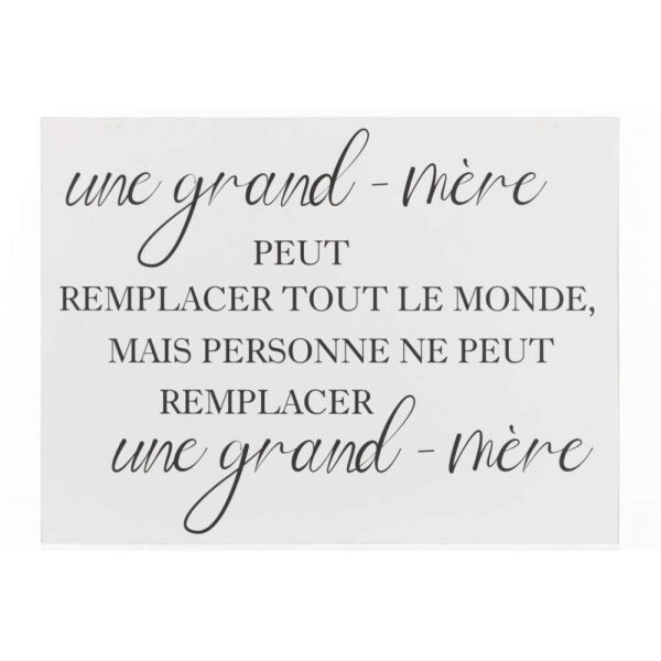 PLACARD TEXT FRENCH GRAND-MERE METAL WHITE/BLACK