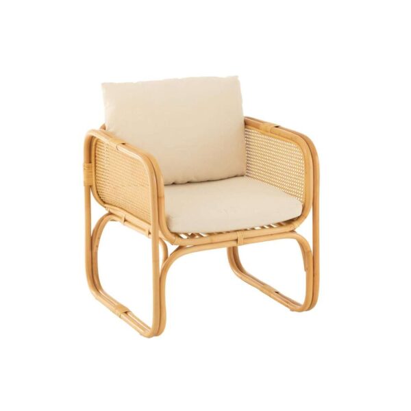 ARM CHAIR+CUSHION RATTAN/TEXTILE NATURAL/WHITE