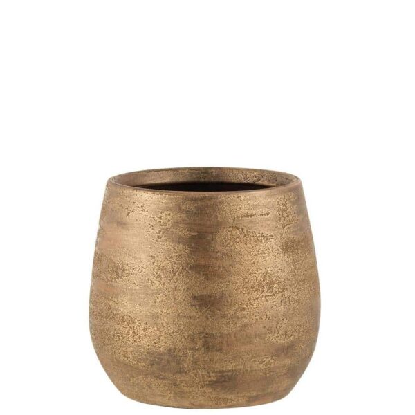 FLOWERPOT IRREGULAR ROUGH CERAMIC GOLD LARGE