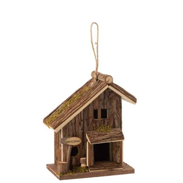 BIRD HOUSE HALF ROOF PINE WOOD BROWN