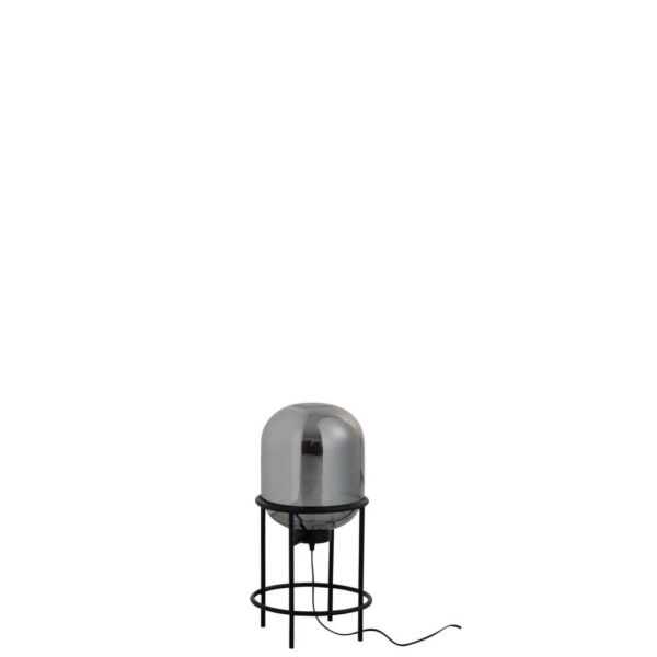 LAMP ON FOOT SASHA GLASS/METAL SILVER/BLACK SMALL