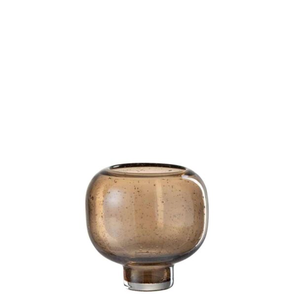 VASE ON FOOT ROUND GLASS AMBER SMALL