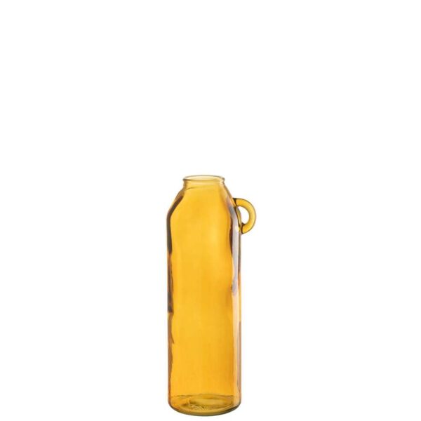 VASE HANDLE CYLINDER GLASS OCHRE LARGE