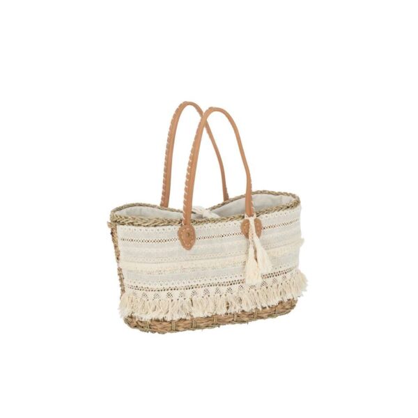 BEACH BAG LACE+TASSEL JUTE NATURAL/WHITE SMALL