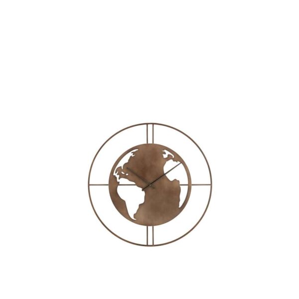 CLOCK WORLD MAP HOLES METAL DARK BROWN SMALL