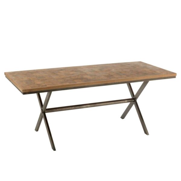 TABLE YONI METAL/MANGO WOOD NATURAL/GREY
