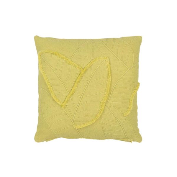 CUSHION LEAVES COTTON LEMON GREEN