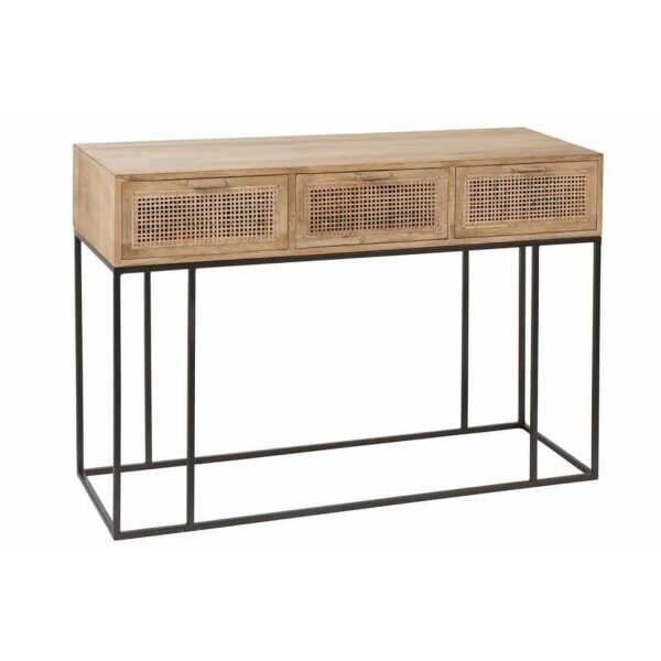 CONSOLE 3DRAWERS WOVEN REED MANGO WOOD NATURAL