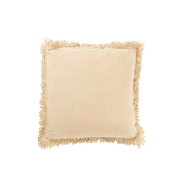 CUSHION FRINGE COTTON VELVET BEIGE