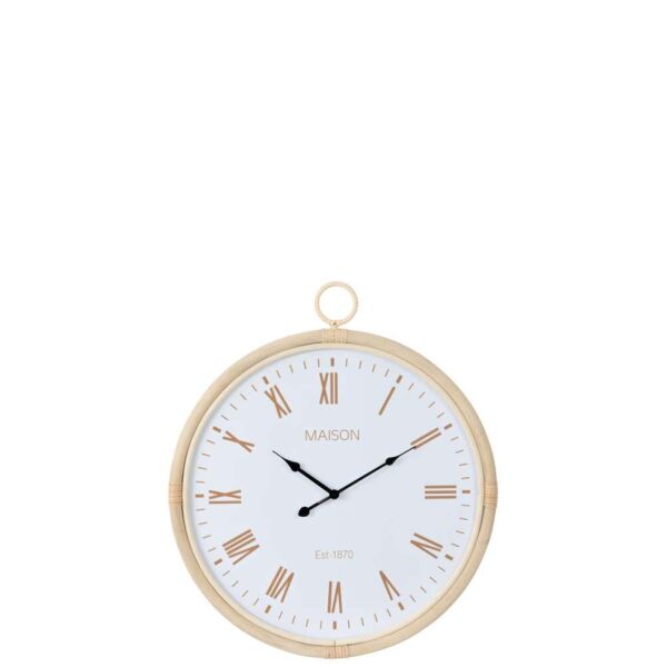 WALL CLOCK KYR RATTAN/MDF NATURAL/WHITE MEDIUM
