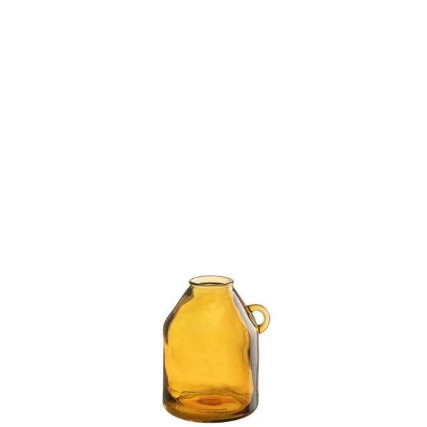 VASE HANDLE CYLINDER GLASS OCHRE SMALL