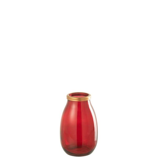 VASE GOLD RIM GLASS RED SMALL