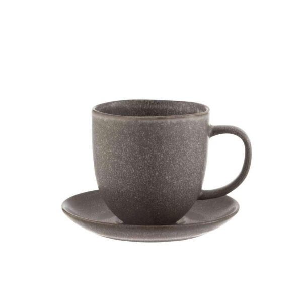 MUG+COASTER LOUISE CERAMIC BROWN