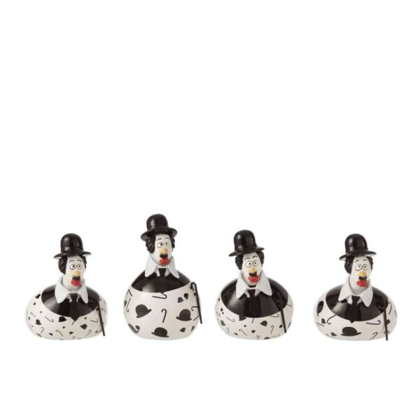 CHICKEN CHAPLIN CERAMIC WHITE/BLACK S ASSORTMENT OF 4