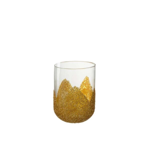 CANDLEHOLDER STRASS GLASS TR/GOLD MEDIUM