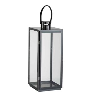 LANTERN SQUARE STEEL/GLASS BLACK