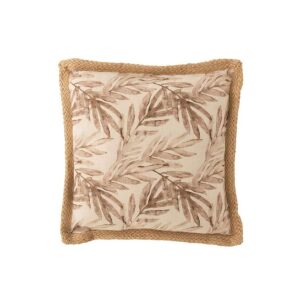 CUSHION LEAF POLYESTER BEIGE/PURPLE