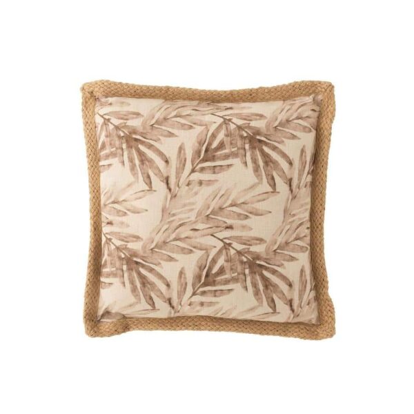 CUSHION LEAF POLYESTER BEIGE/PURPLE