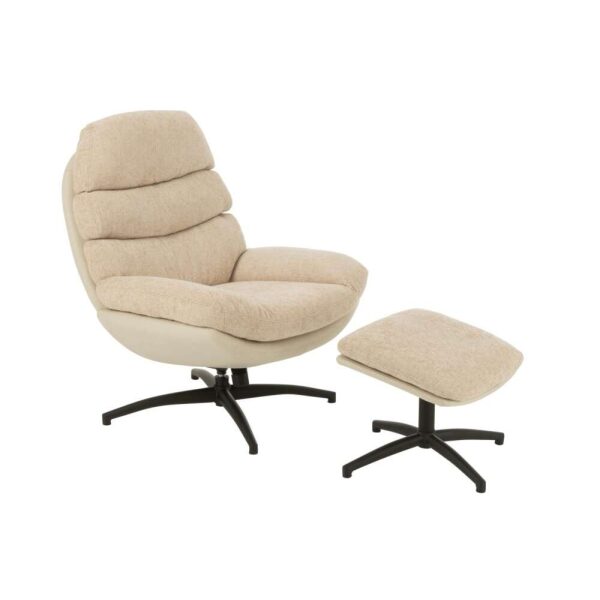 RELAX SOFA + FOOTSTOOL METAL/PLYWOOD GREY/BLACK