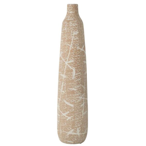 VASE DUNE NARROW STONEWARE BEIGE/WHITE LARGE