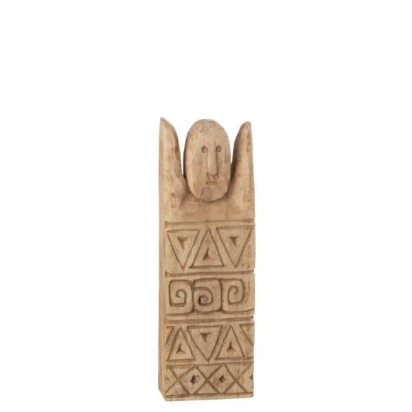 AFRICAN CARVED FIGURE HAPPY WOOD NATURAL