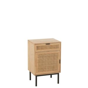 NIGHT TABLE SQUARE MDF/METAL NATURAL/BLACK