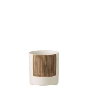 FLOWERPOT IBIZA ROUND CERAMIC WHITE/BROWN LARGE