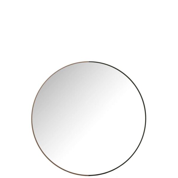 MIRROR ROUND METAL/WOOD BLACK LARGE