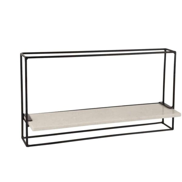 WALL RACK 1PLANK IRON/MARBLE BLACK/WHITE LARGE