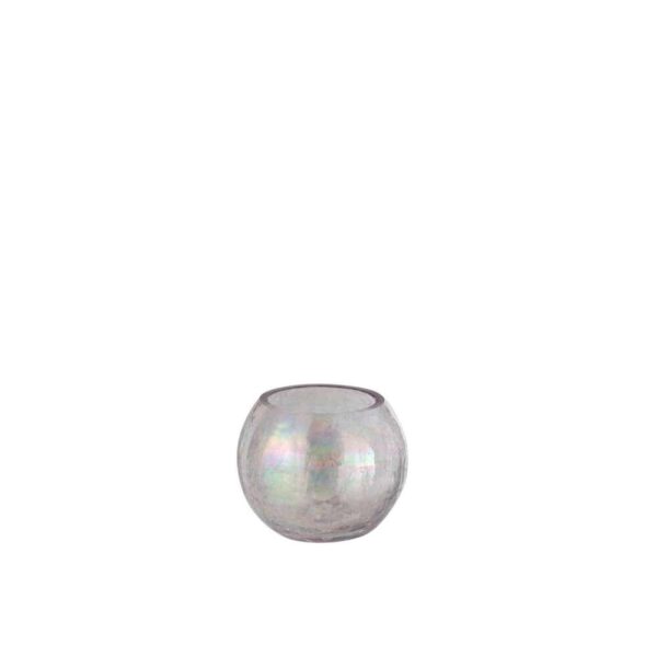 HURRICANE LIGHT BALL CRAQUELURE GLASS PEARL EFFECT PURPLE SMALL